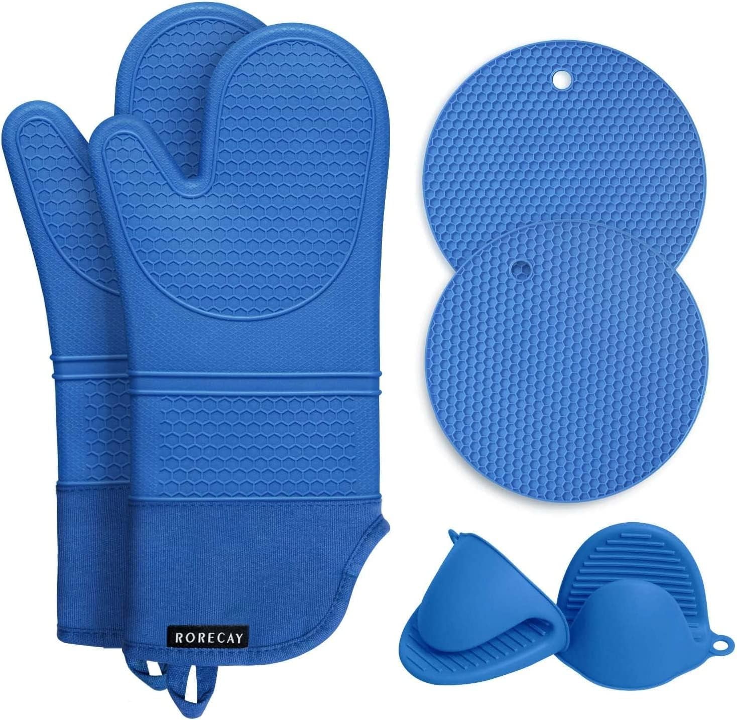 6-Piece Silicone Oven Mitts, Pot Holders & Trivets Set | 500°F Heat Resistant