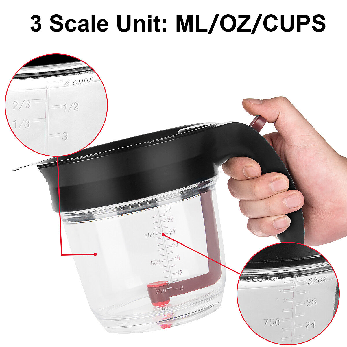 4-Cup Gravy Fat Separator with Bottom-Release Strainer