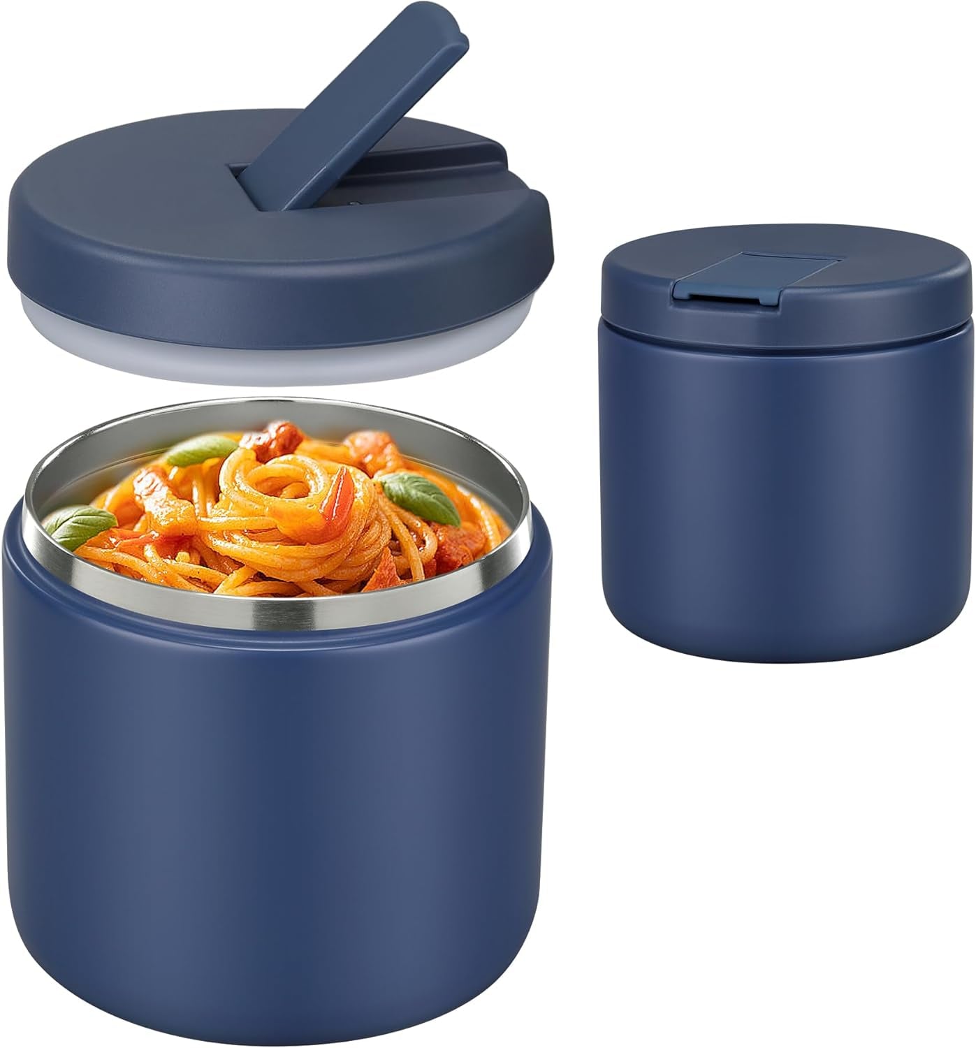 19 oz or 12 oz Insulated Vacuum Food Jar with Buckle Lid Wide Mouth Soup Thermo. Leakproof, Stainless Steel Container