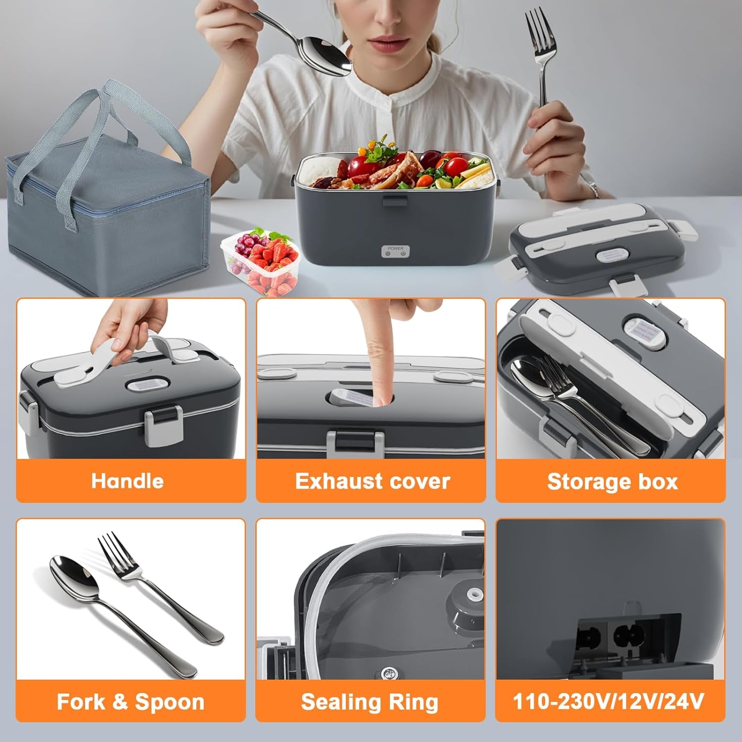 Portable Electric Heated Lunch Box – 1.8L 100W Food Warmer