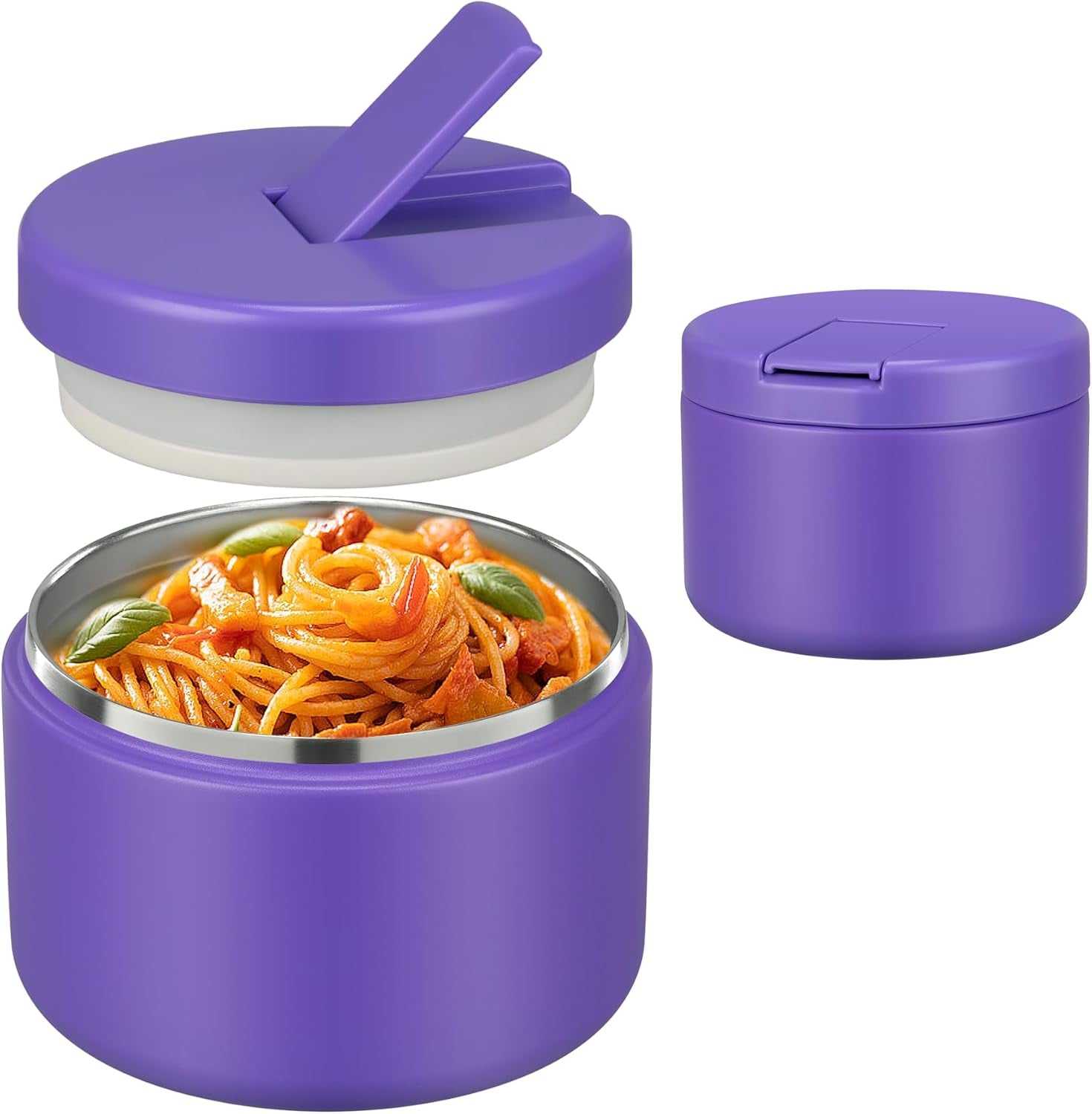 19 oz or 12 oz Insulated Vacuum Food Jar with Buckle Lid Wide Mouth Soup Thermo. Leakproof, Stainless Steel Container