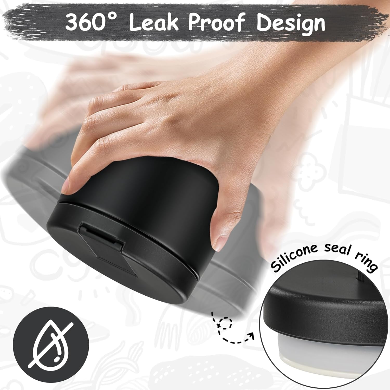 19 oz or 12 oz Insulated Vacuum Food Jar with Buckle Lid Wide Mouth Soup Thermo. Leakproof, Stainless Steel Container