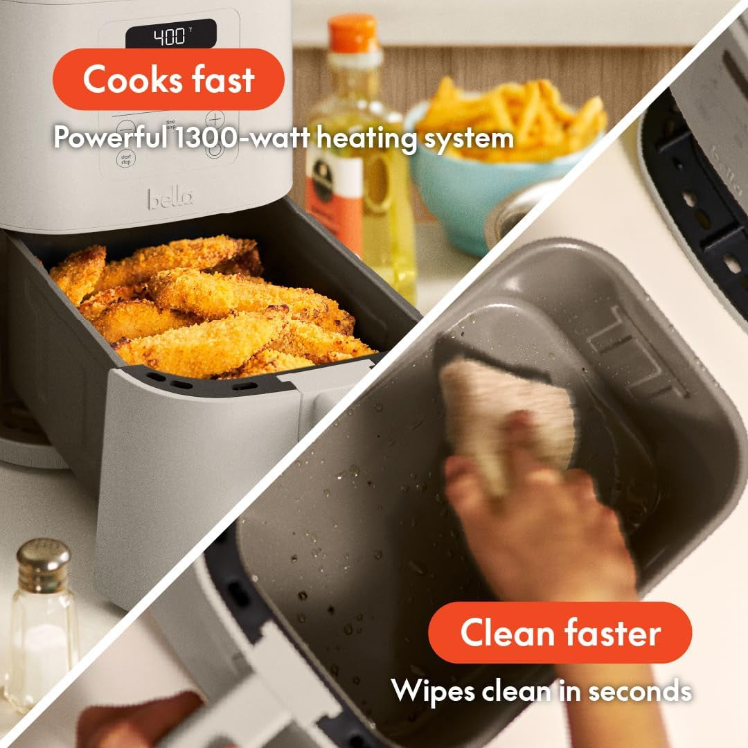 Premium 4 Qt Slim Air Fryer with Ceramic Nonstick Basket | Compact Space-Saving Air Fryer for Small Kitchens