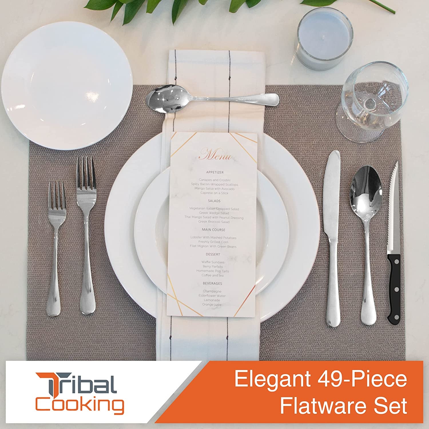 48 Piece Silverware Set - Service for 8 - Stainless Steel Flatware Serving Set - Stunning Polished Finish