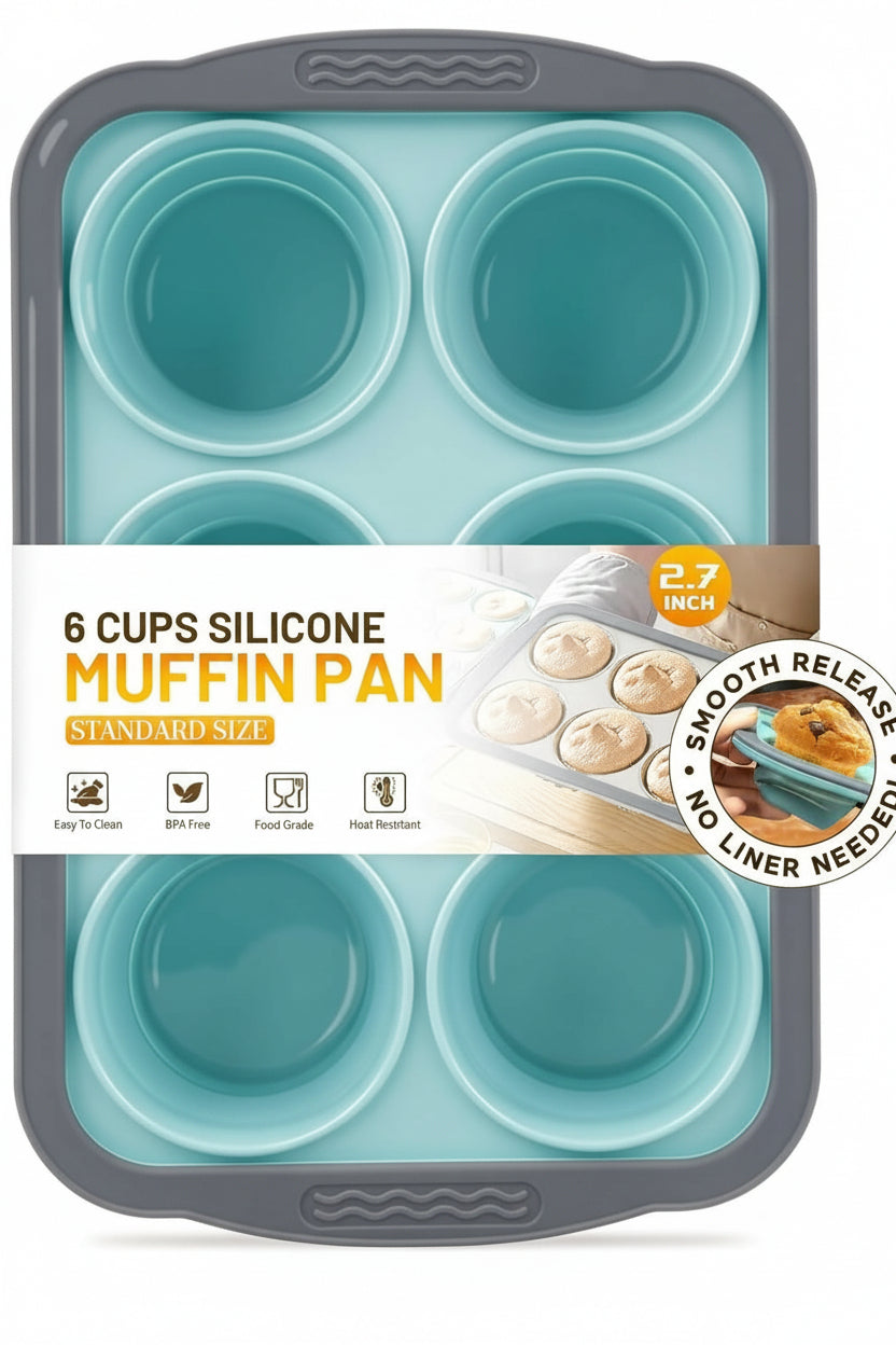 Silicone Muffin Pan with Reinforced Steel Frame | Nonstick Cupcake Pan