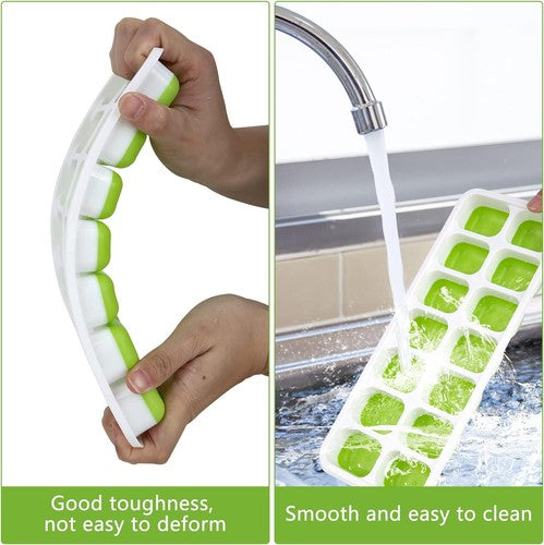 Stackable Silicone Ice Cube Tray Set with Lids – 4 Pack