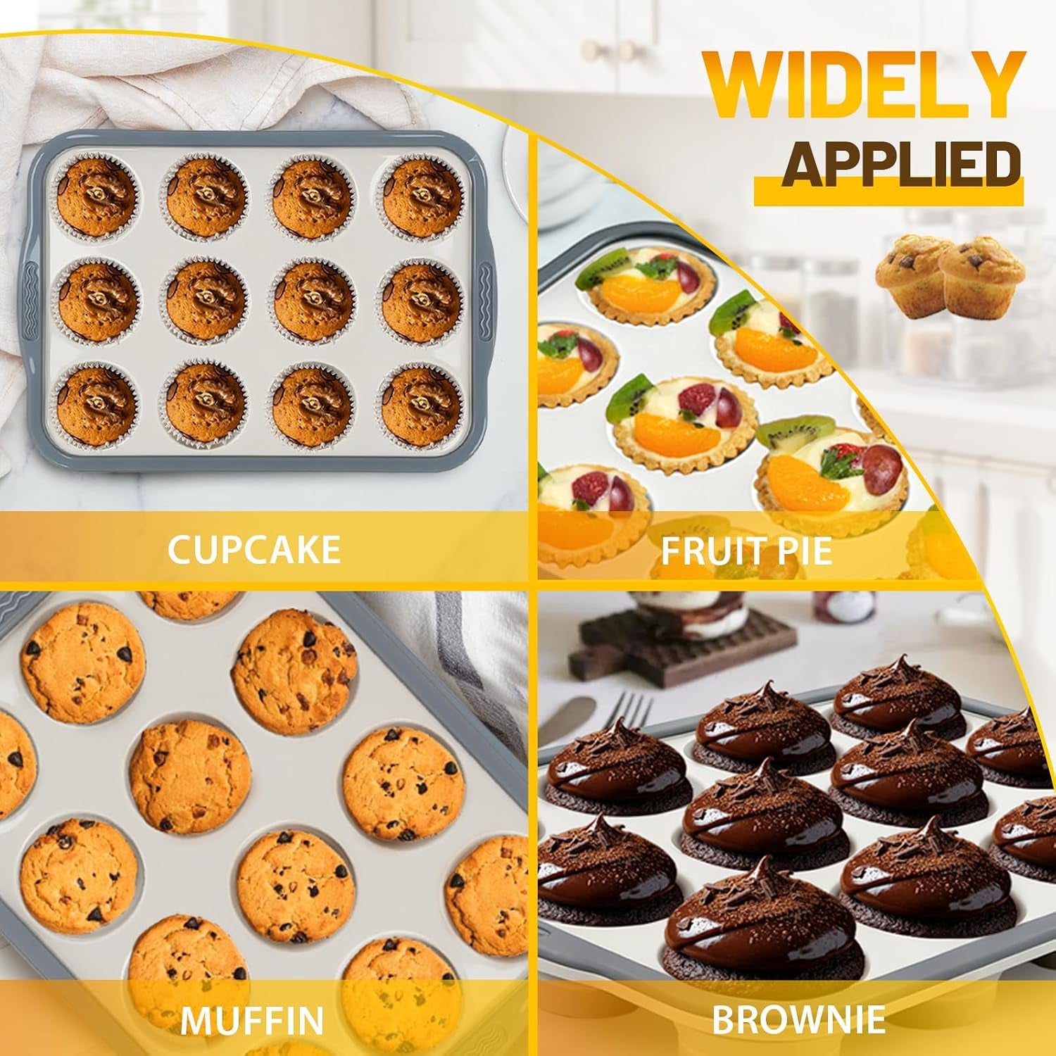 Silicone Muffin Pan with Reinforced Steel Frame | Nonstick Cupcake Pan