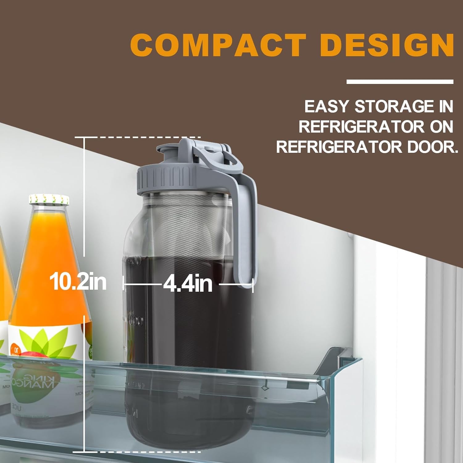 Cold Brew Coffee Maker | Mason Jar Pitcher with Stainless Steel Filter