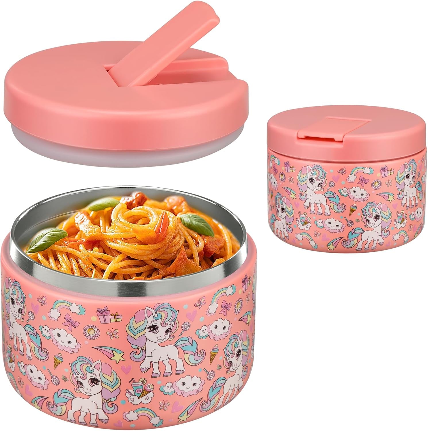 19 oz or 12 oz Insulated Vacuum Food Jar with Buckle Lid Wide Mouth Soup Thermo. Leakproof, Stainless Steel Container