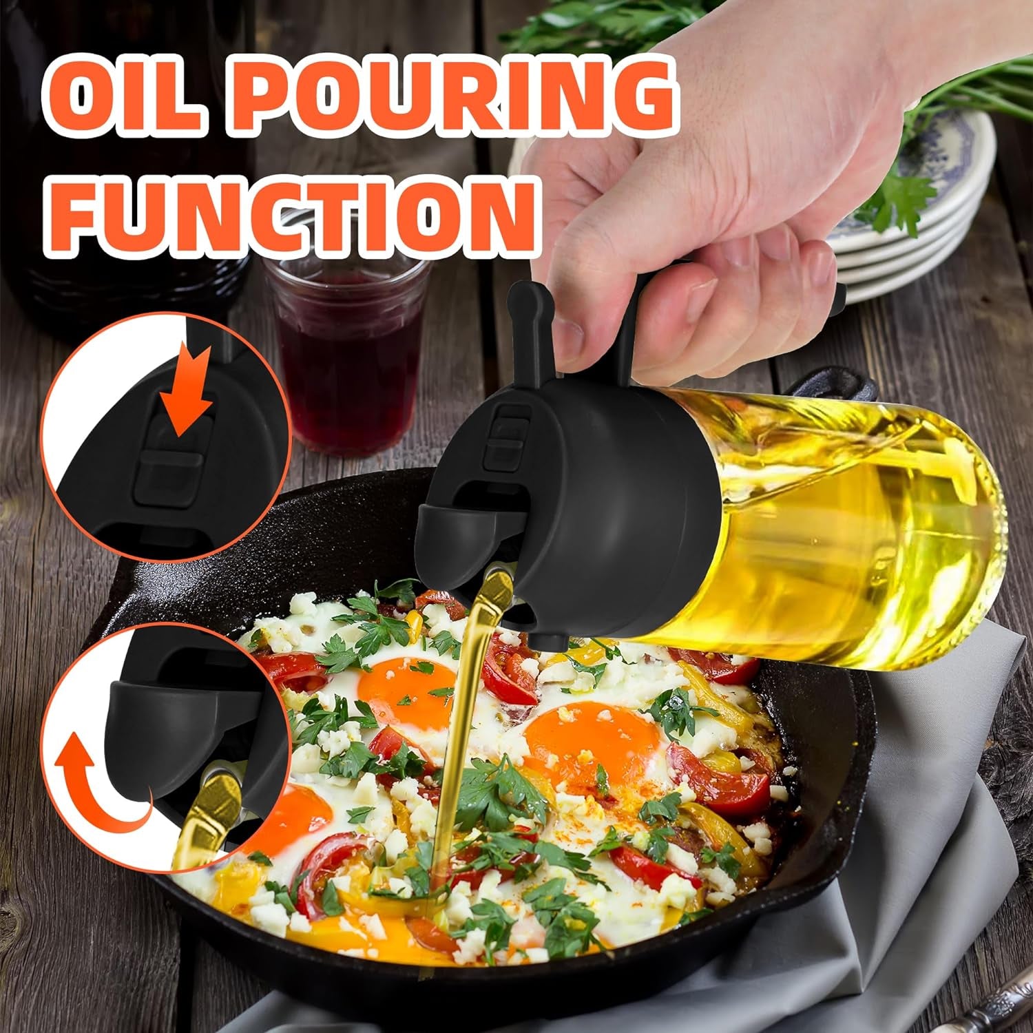 16Oz Oil Dispenser Bottle for Kitchen - 2 in 1 Olive Oil Dispenser and Oil Sprayer - 470Ml Olive Oil Bottle 