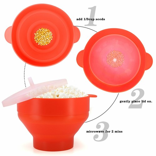 Collapsible Silicone Popcorn Popper – 2.5-Quart Microwave Bowl