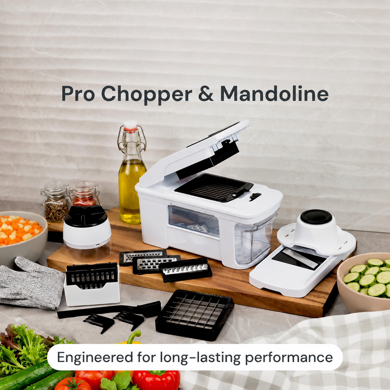 14-Piece Vegetable Chopper & Mandoline Slicer Set with 3-in-1 Spiralizer