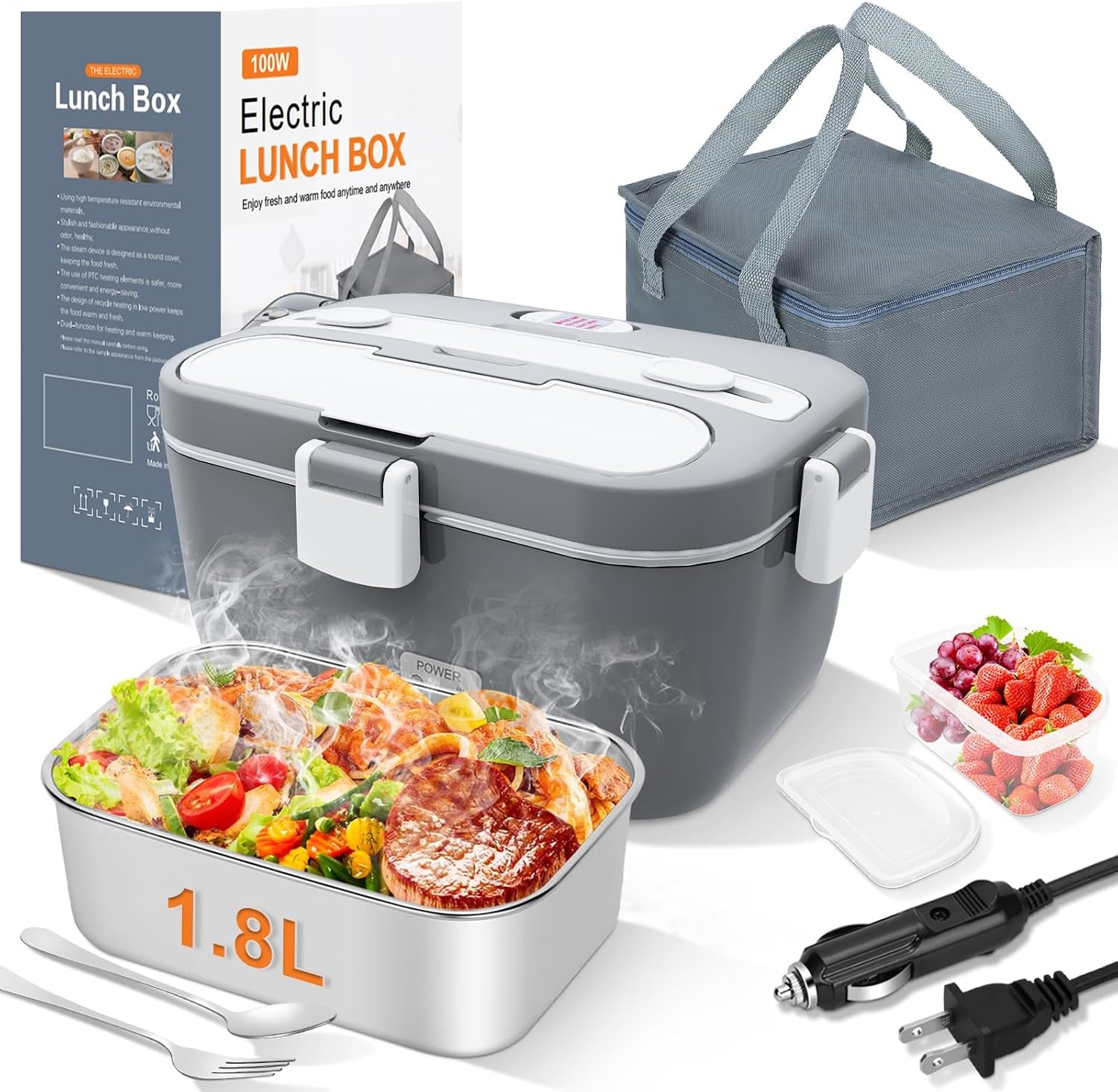 Portable Electric Heated Lunch Box – 1.8L 100W Food Warmer