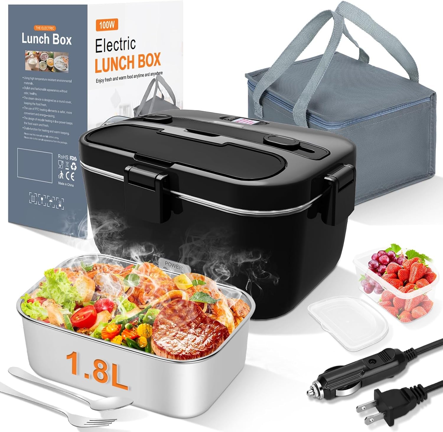 Portable Electric Heated Lunch Box – 1.8L 100W Food Warmer
