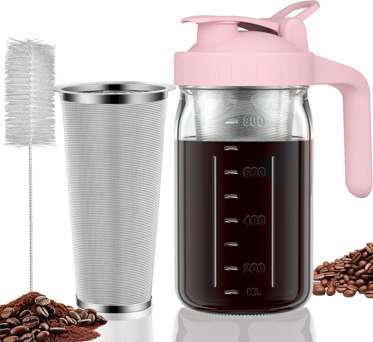 Cold Brew Coffee Maker | Mason Jar Pitcher with Stainless Steel Filter