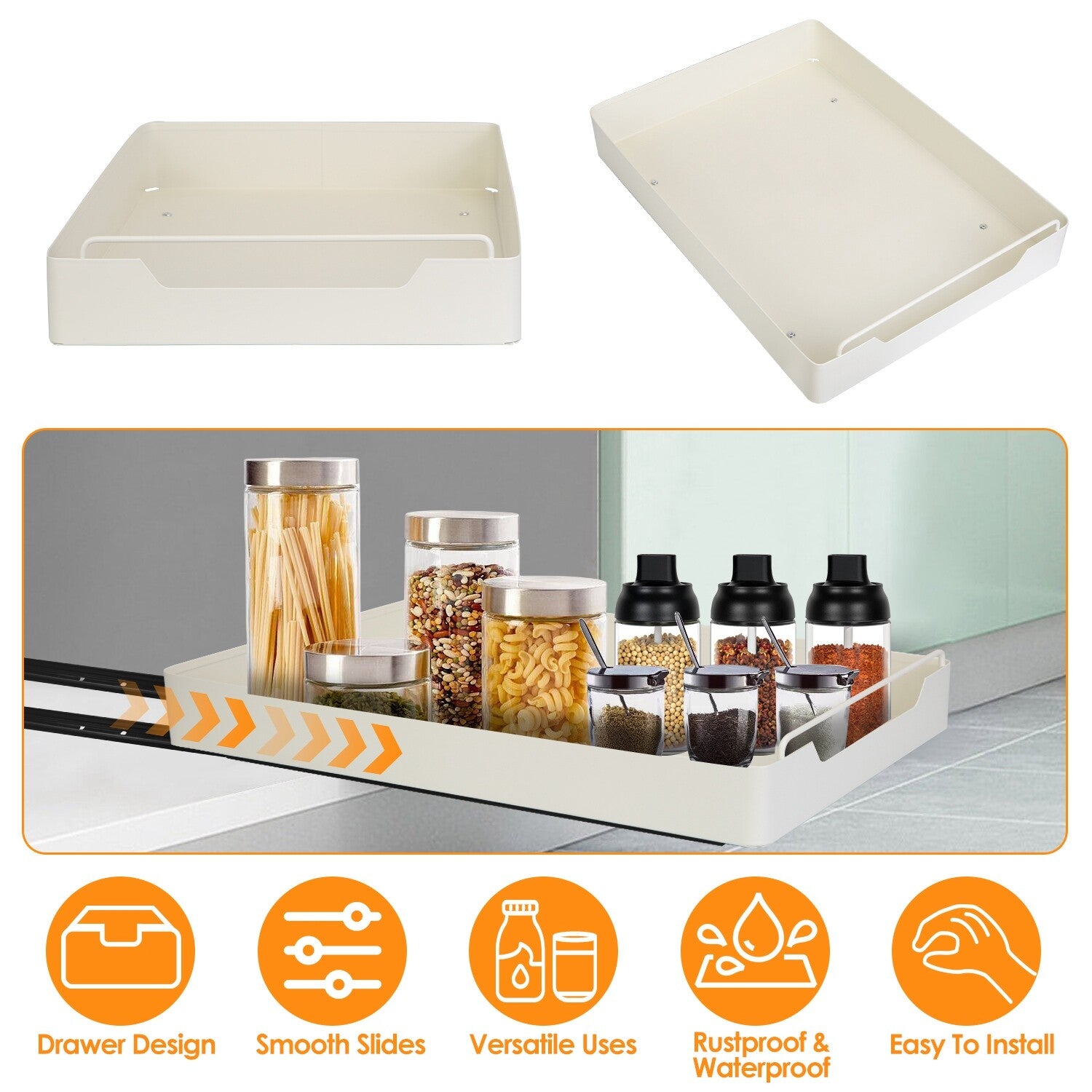 Pull Out Cabinet Organizer – Sliding Kitchen Cabinet Storage Shelf for Under Sink & Pantry Organization