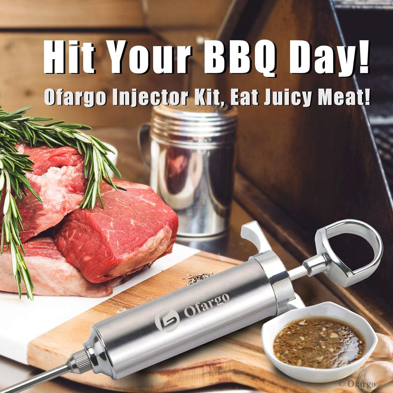 Stainless Steel Meat Injector Syringe Kit with 4 Marinade Needles 
