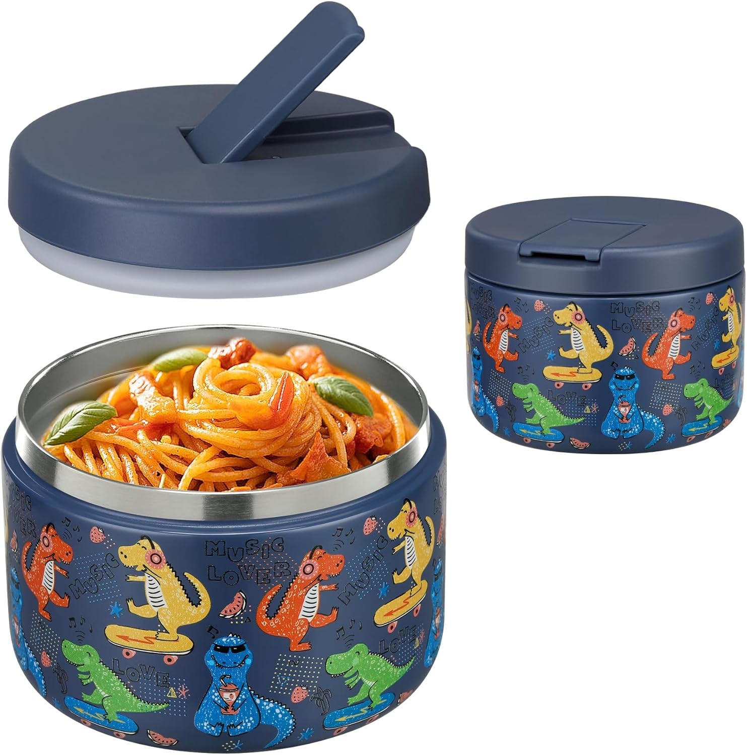 19 oz or 12 oz Insulated Vacuum Food Jar with Buckle Lid Wide Mouth Soup Thermo. Leakproof, Stainless Steel Container