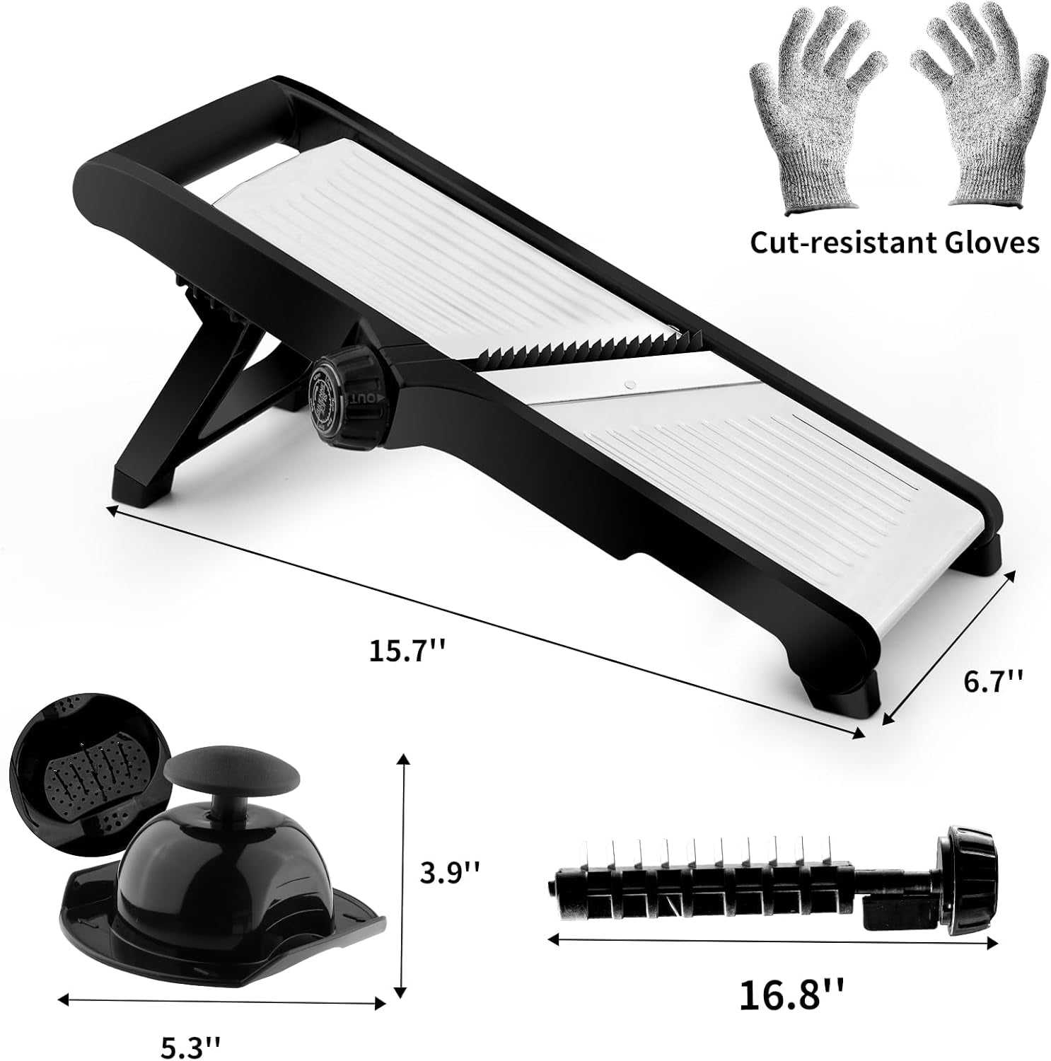 Adjustable Stainless teel Mandoline Slicer, Chopper  Julienne Cutter with Free Cut-Resistant Gloves 