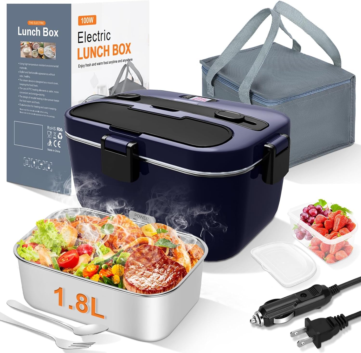 Portable Electric Heated Lunch Box – 1.8L 100W Food Warmer