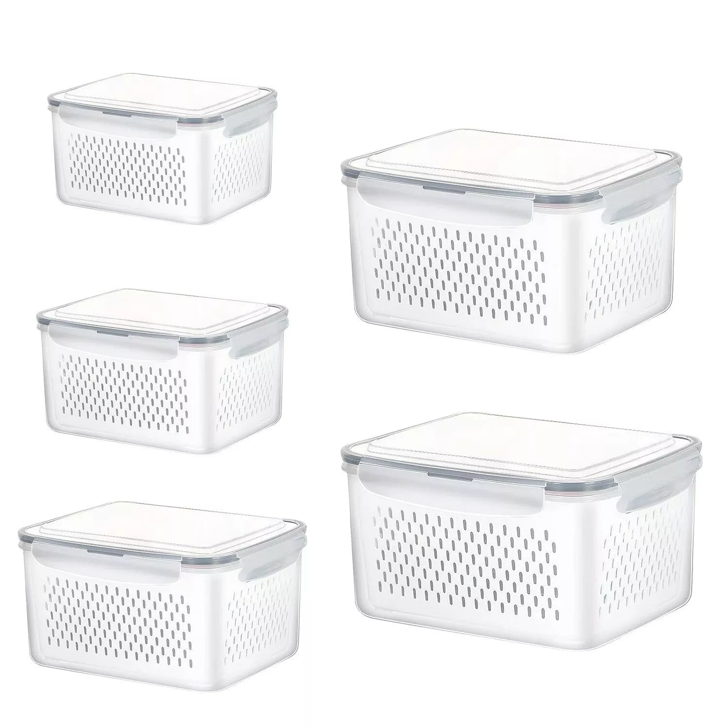 5-Pack Produce Storage Containers for Fridge – Fresh Fruit & Vegetable Keeper Set with Lids