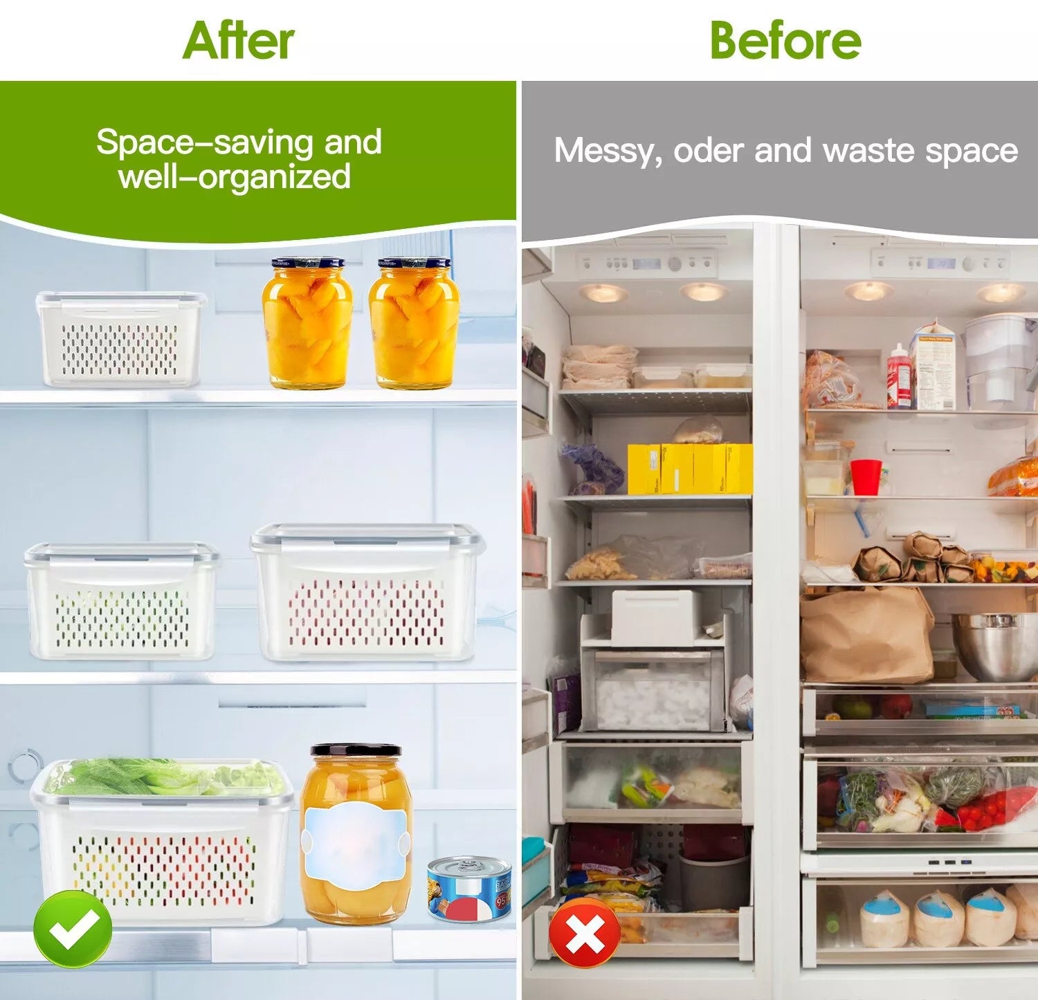 5-Pack Produce Storage Containers for Fridge – Fresh Fruit & Vegetable Keeper Set with Lids