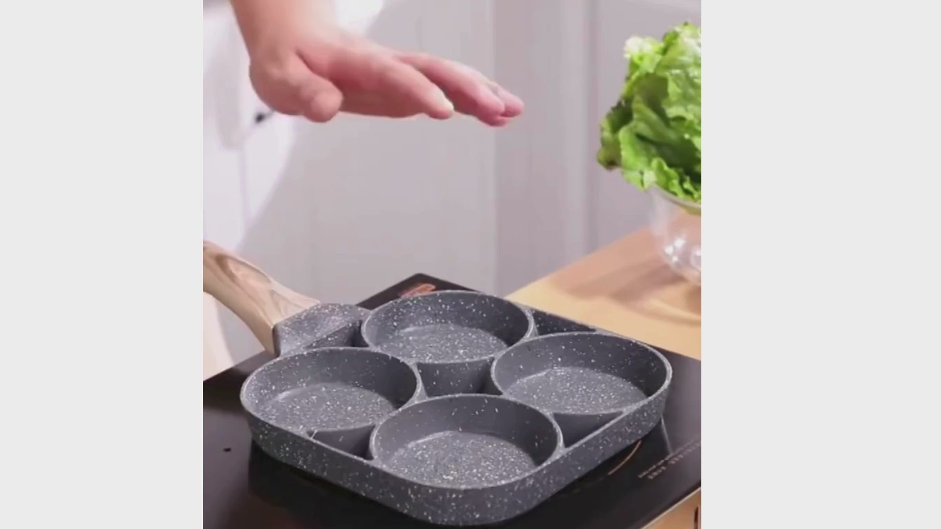 4 Hole Nonstick Egg Frying Pan – Omelet, Pancake & Burger Breakfast Skillet Set