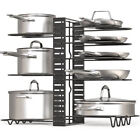 Adjustable 8-Tier Pots & Pans Organizer Rack – Kitchen Cabinet Storage Holder