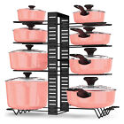 Adjustable 8-Tier Pots & Pans Organizer Rack – Kitchen Cabinet Storage Holder