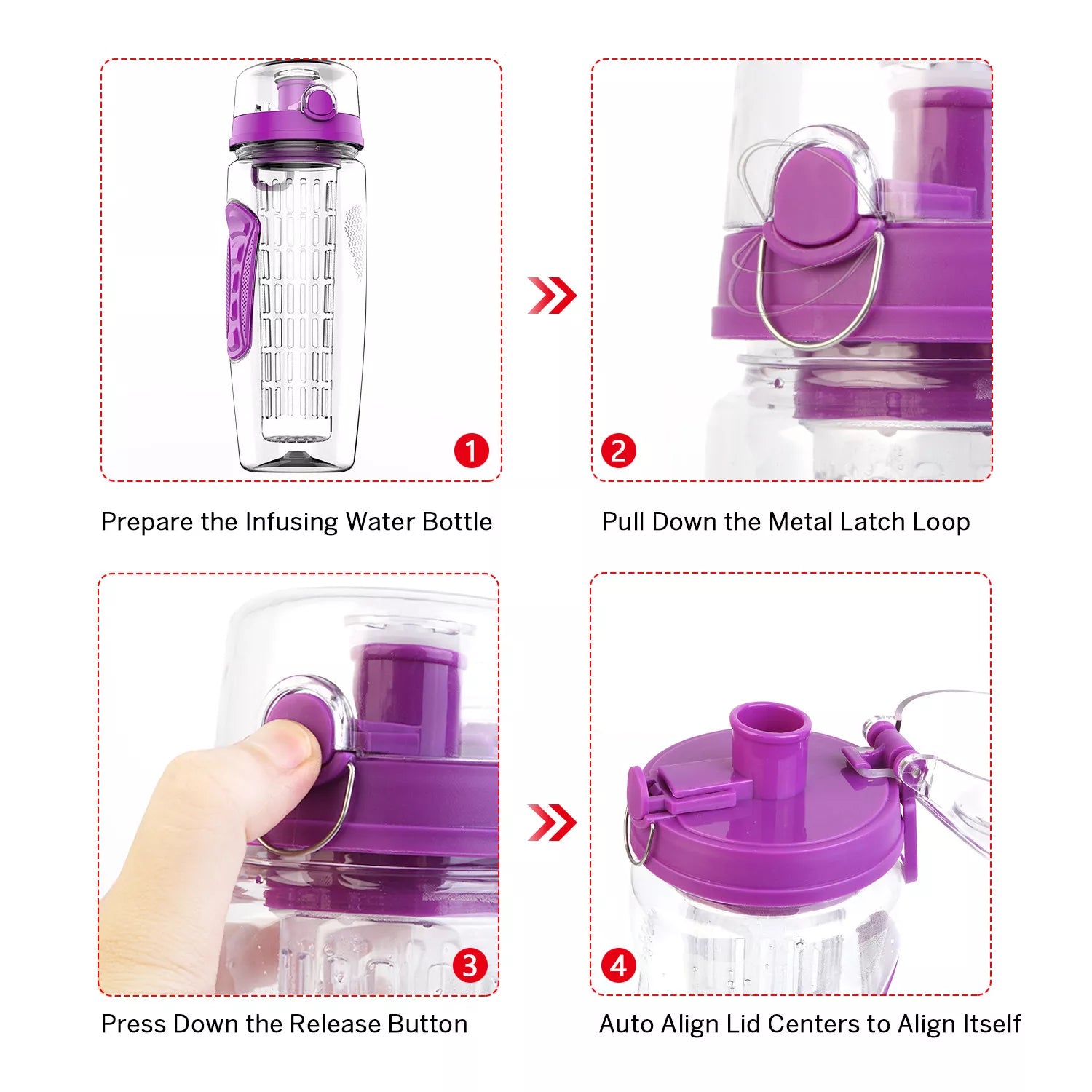 32oz Fruit Infuser Water Bottle – BPA Free Leakproof Sports Bottle