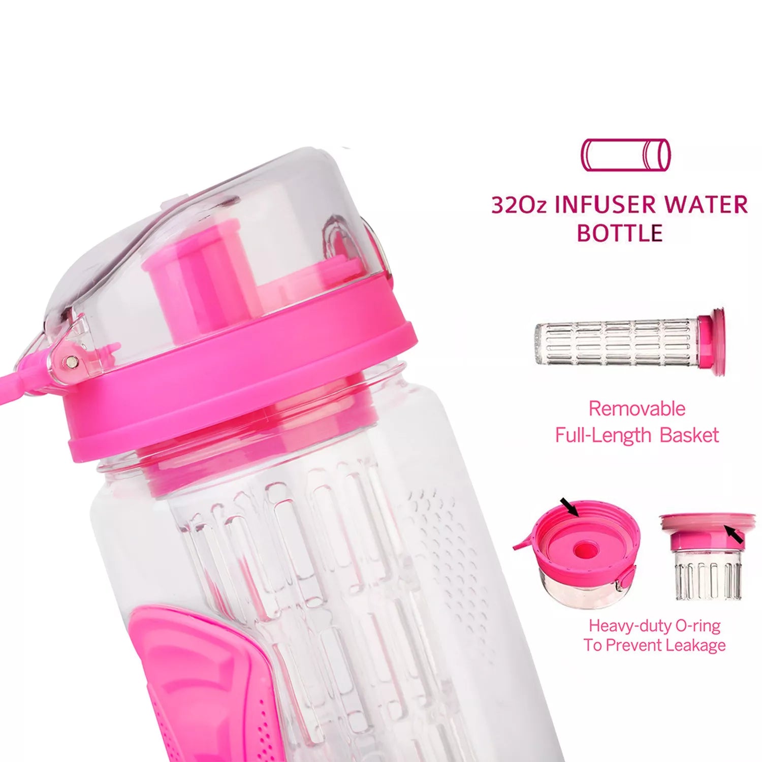 32oz Fruit Infuser Water Bottle – BPA Free Leakproof Sports Bottle