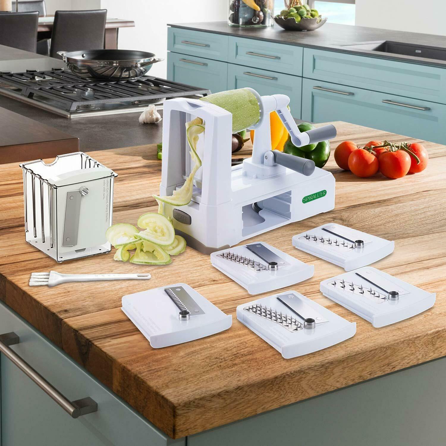 7 Blade Ultimate Spiral Slicer Kit With Container, Lid & Blade Caddy