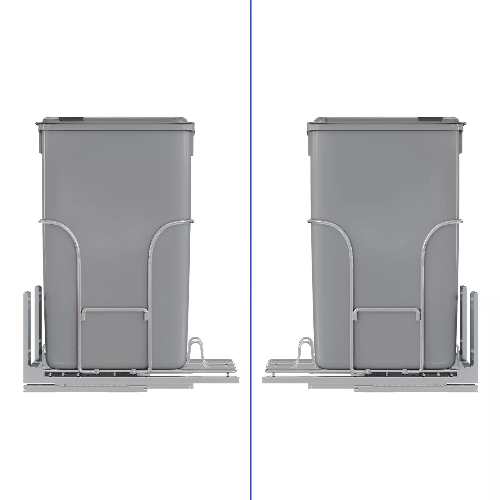 43 QT Pull Out Trash Can Under Kitchen Cabinet With Single Recycle Bin Garbage Basket