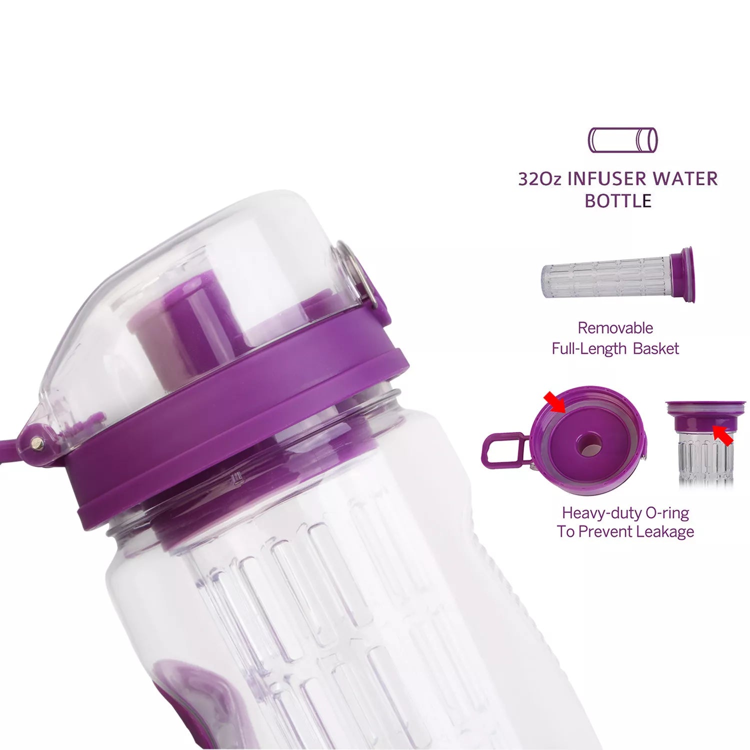 32oz Fruit Infuser Water Bottle – BPA Free Leakproof Sports Bottle