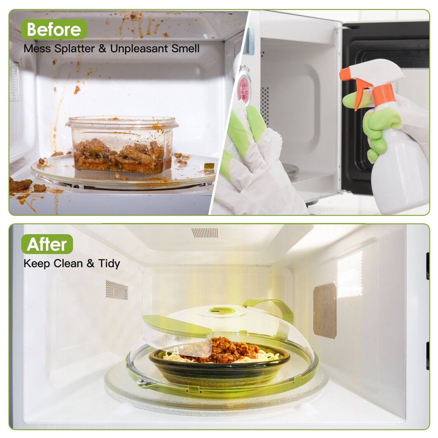 2Pcs Microwave Food Cover Splatter Proof Vented With Easy Grip Hand Protector- Heavy Duty