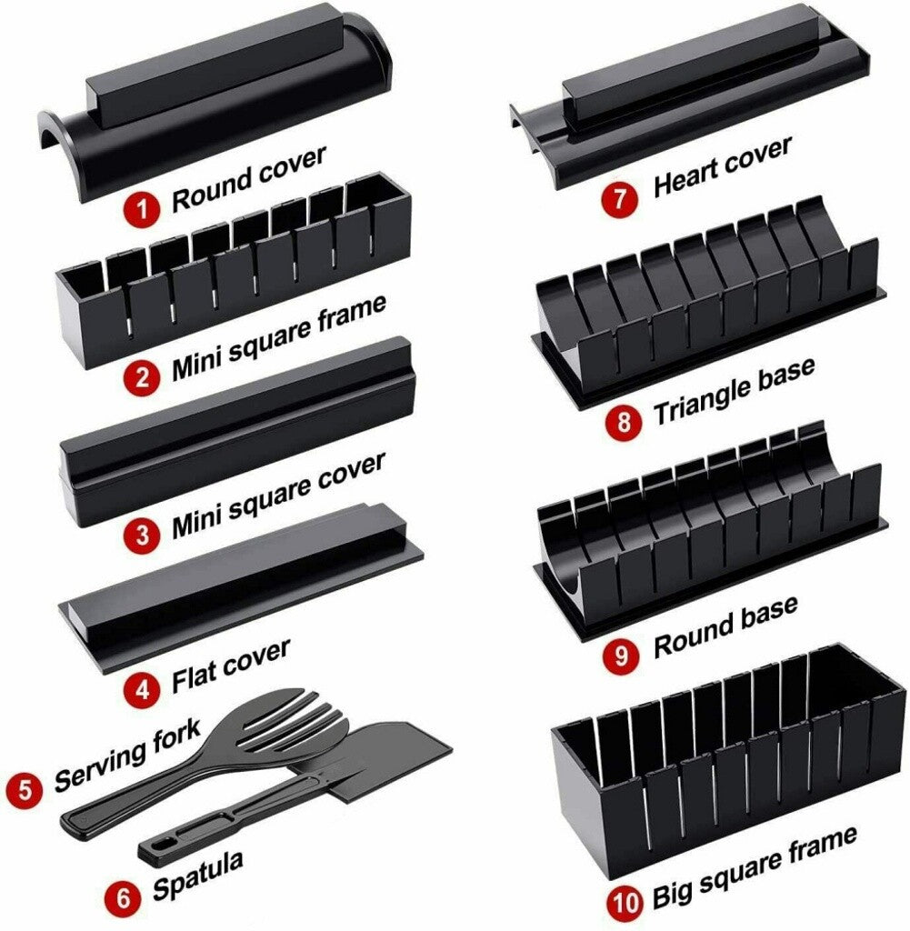 10-Piece Sushi Making Kit – DIY Sushi Roller Maker Set for Beginners & Home Chefs