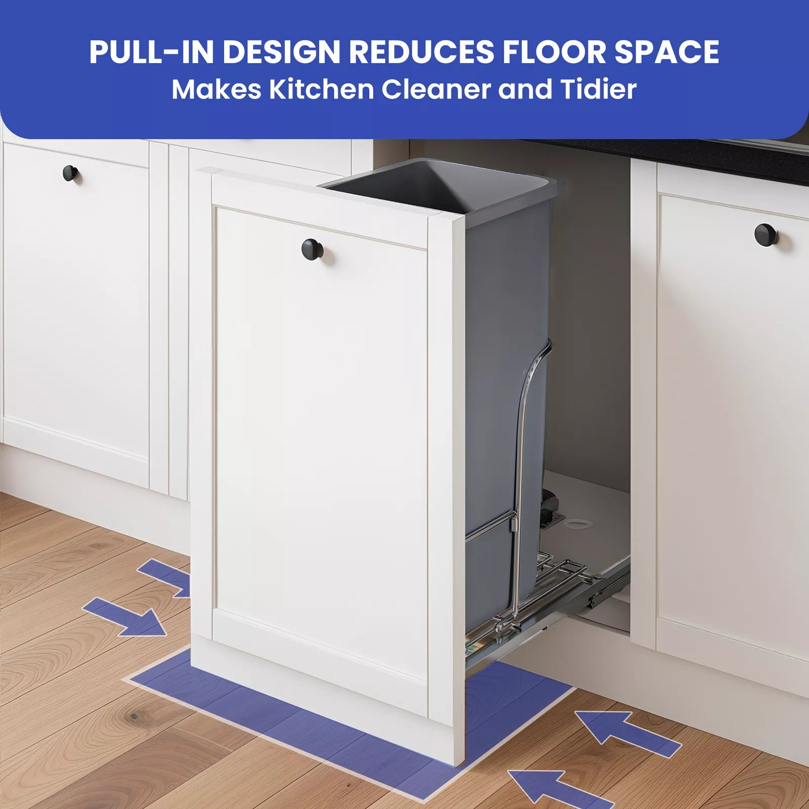 43 QT Pull Out Trash Can Under Kitchen Cabinet With Single Recycle Bin Garbage Basket
