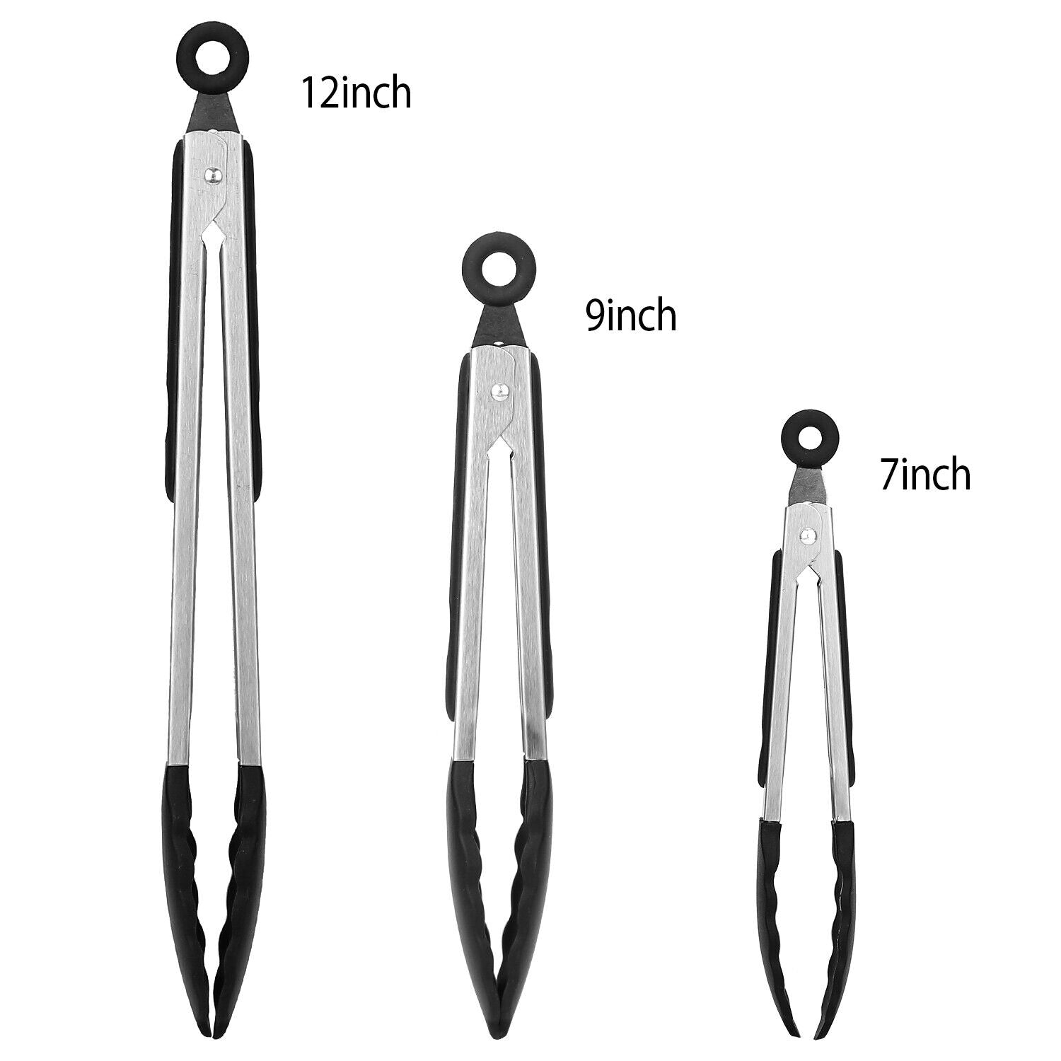 3-Pack Stainless Steel Kitchen Tongs Set – Heat Resistant BBQ & Cooking Tongs