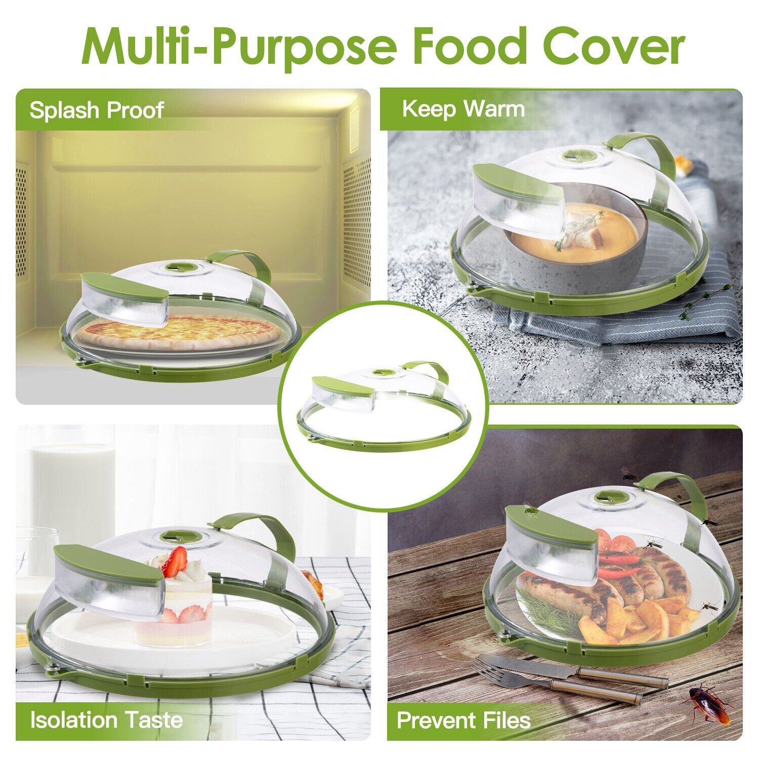 2Pcs Microwave Food Cover Splatter Proof Vented With Easy Grip Hand Protector- Heavy Duty