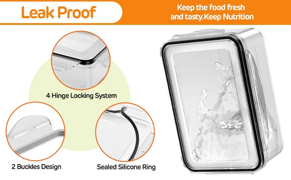 Leakproof produce storage container lid with locking clips and silicone seal