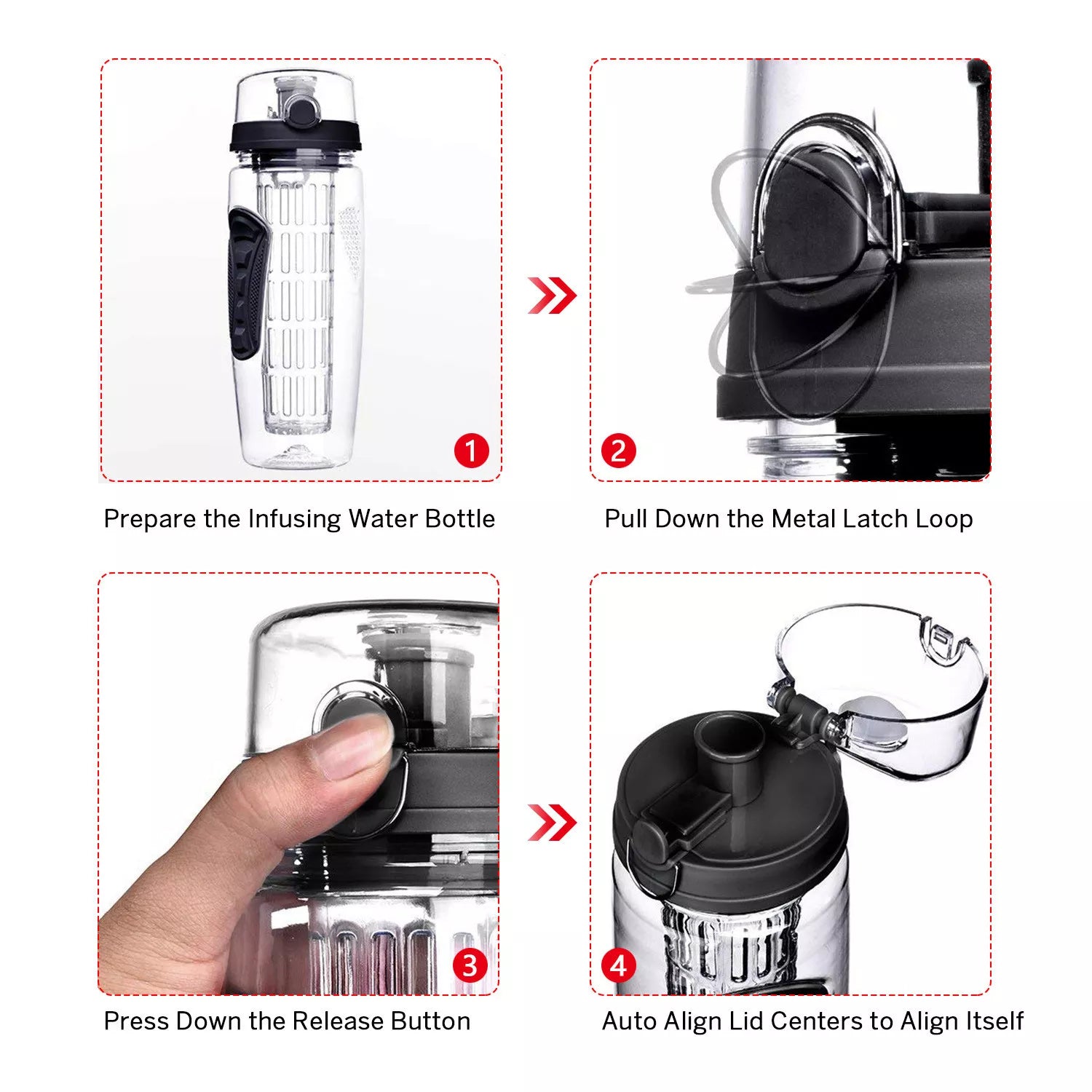 32 Oz Fruit Infusing Infuser Water Bottle- BPA Free