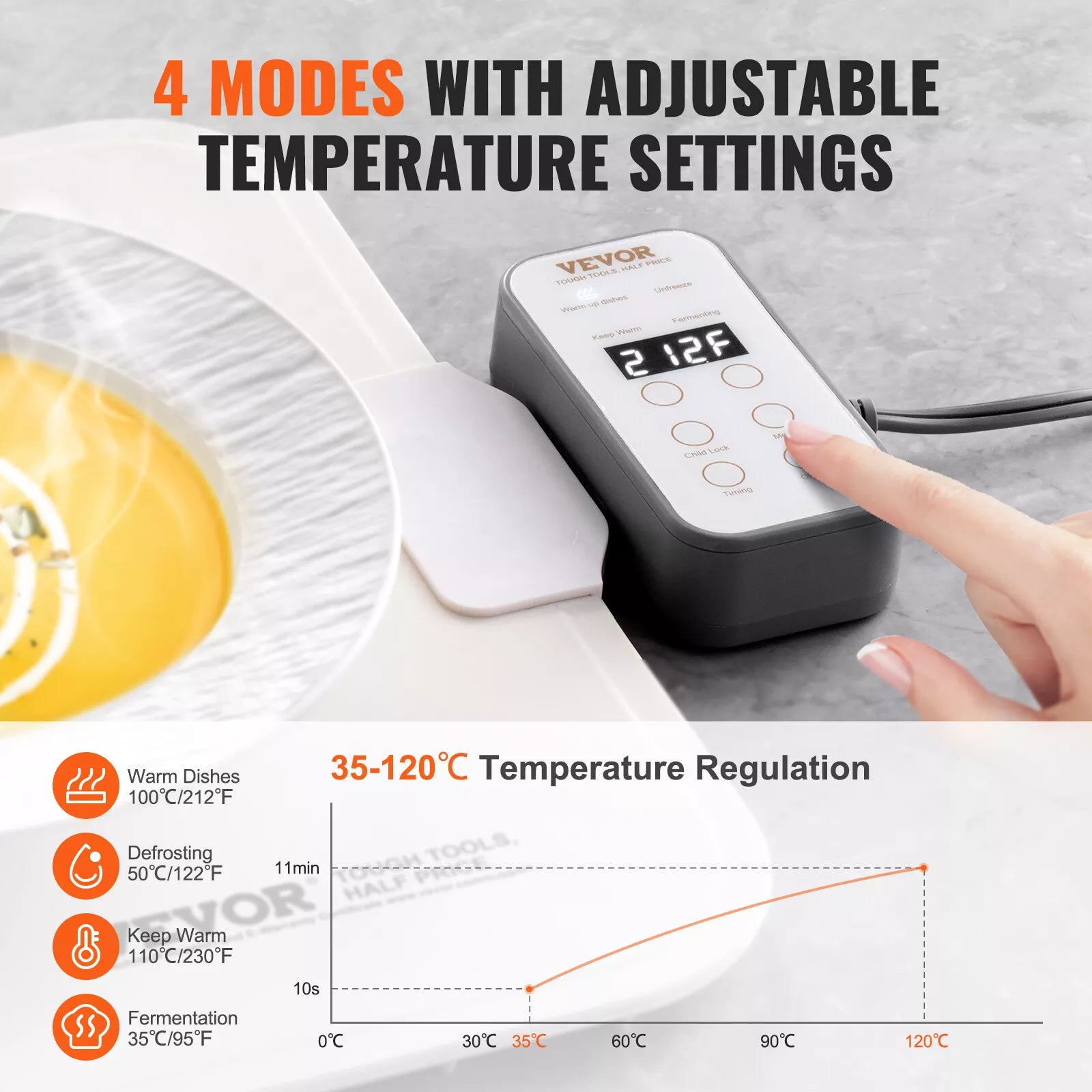 Electric Warming Tray Rollable Buffet Food Warming Mat w/ Temp Control