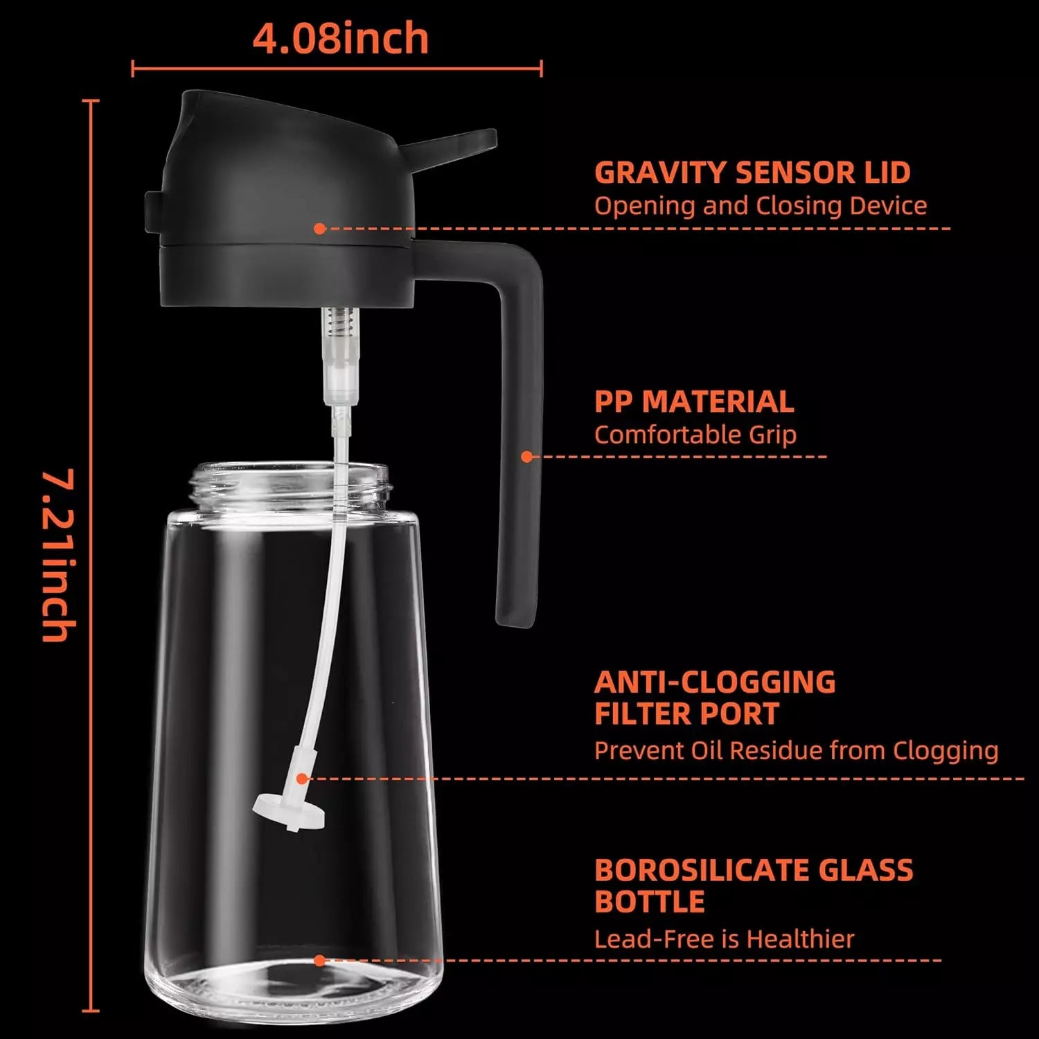 2 in 1 Oil Dispenser And Oil Spray  Bottles- 16Oz