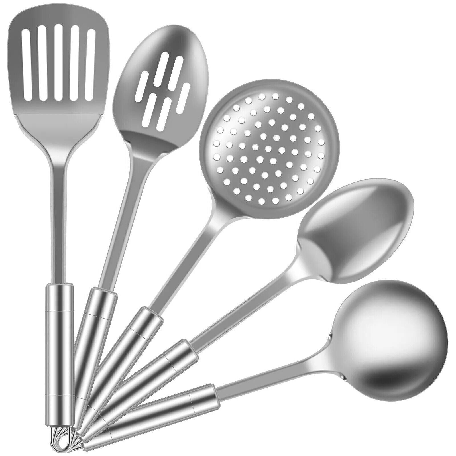 5 Pc Kitchen Cooking Utensils Set Stainless Steel Spoons and Spatula Set