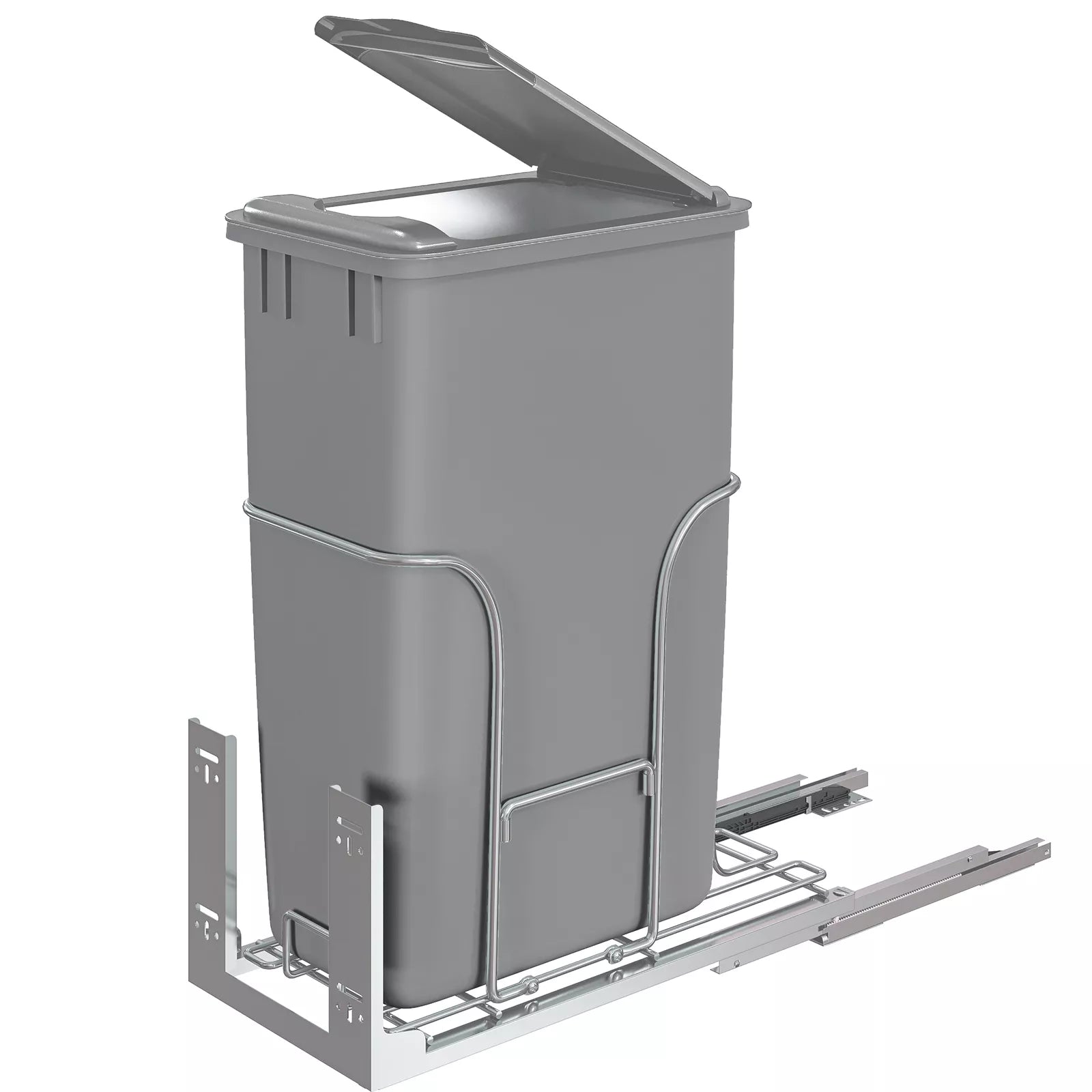 43 QT Pull Out Trash Can Under Kitchen Cabinet With Single Recycle Bin Garbage Basket