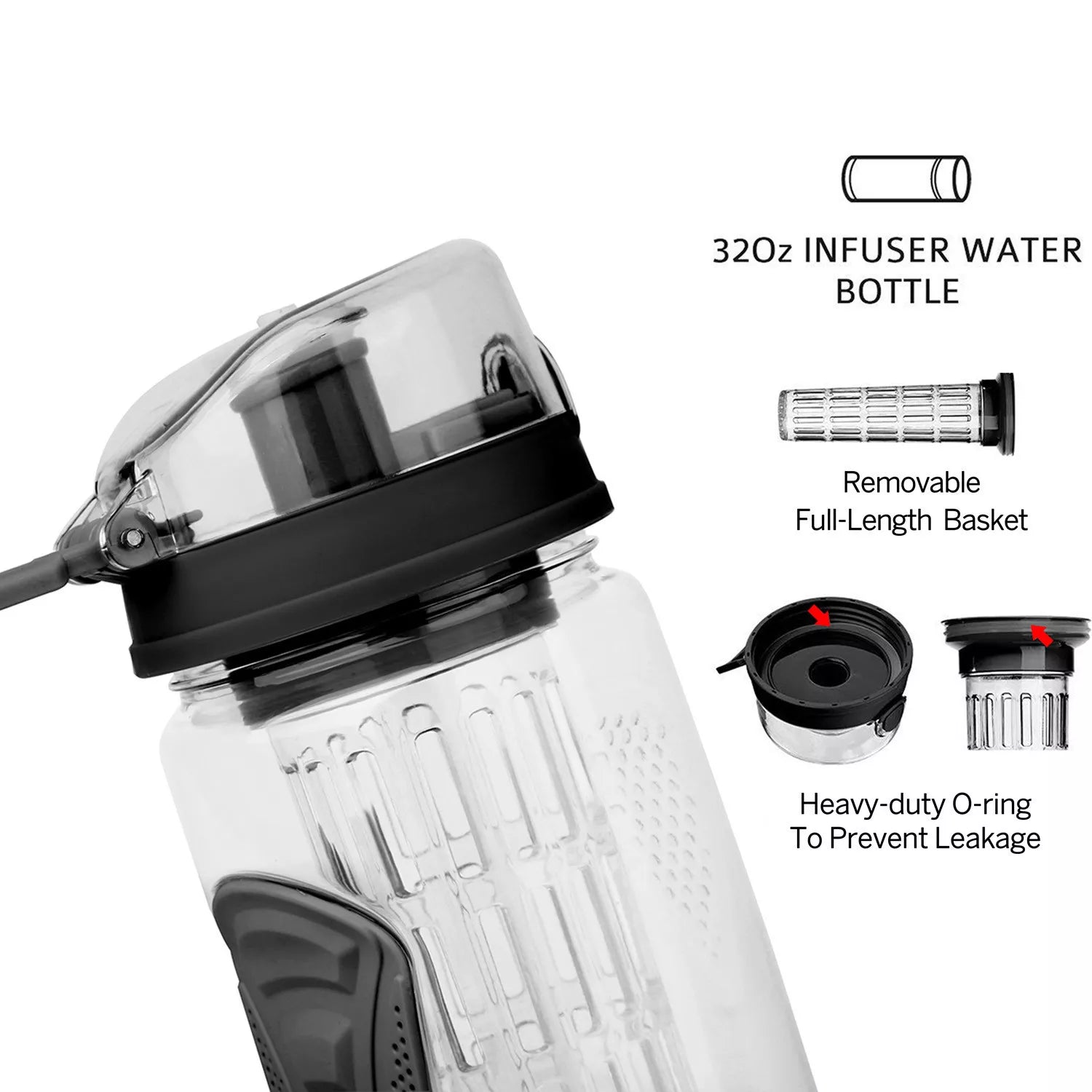 32oz Fruit Infuser Water Bottle – BPA Free Leakproof Sports Bottle
