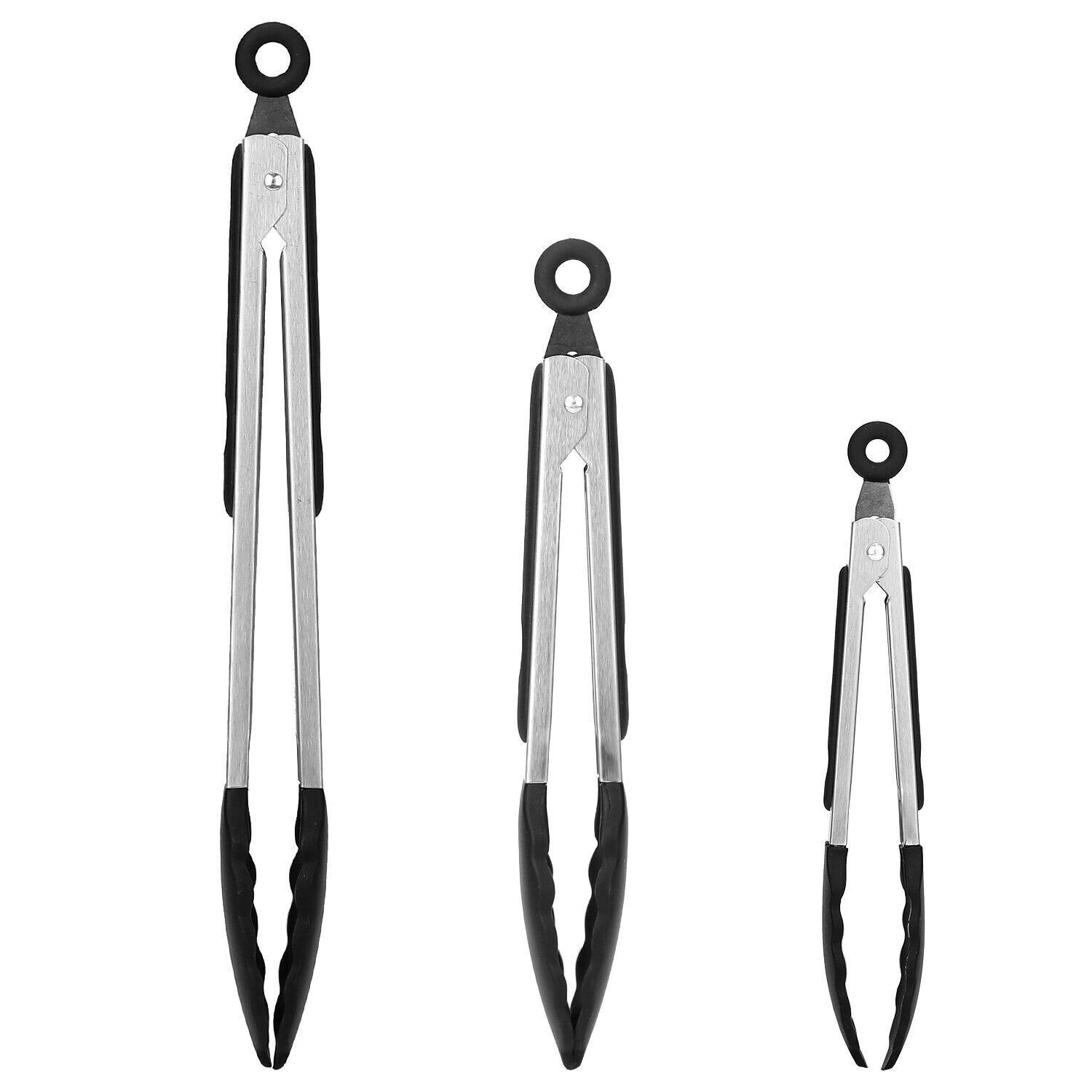 3-Pack Stainless Steel Kitchen Tongs Set – Heat Resistant BBQ & Cooking Tongs