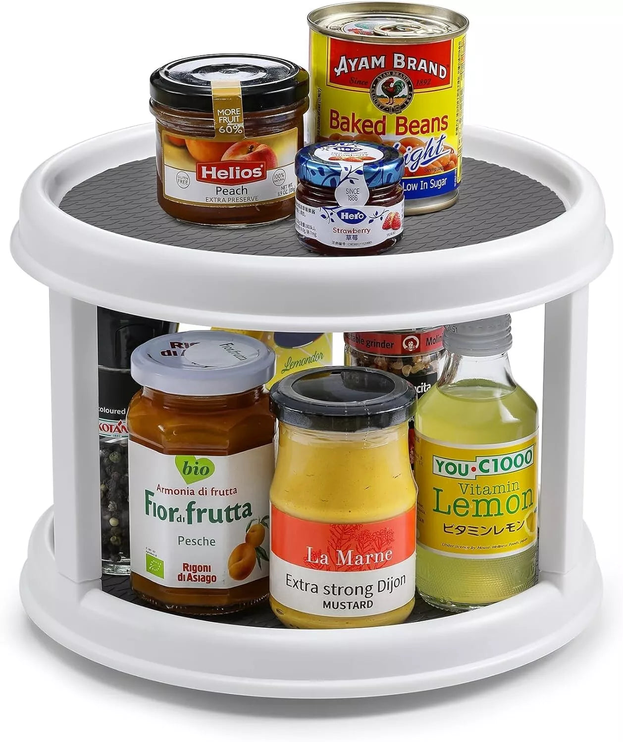 2-Tier Lazy Susan Turntable Organizer – 360° Rotating Spice Rack for Kitchen Cabinets