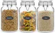 Set of 3 Airtight, Leak Proof Glass Jars with Lids And 6 Silicone Seals- 78Oz, 50oz or 32 Oz