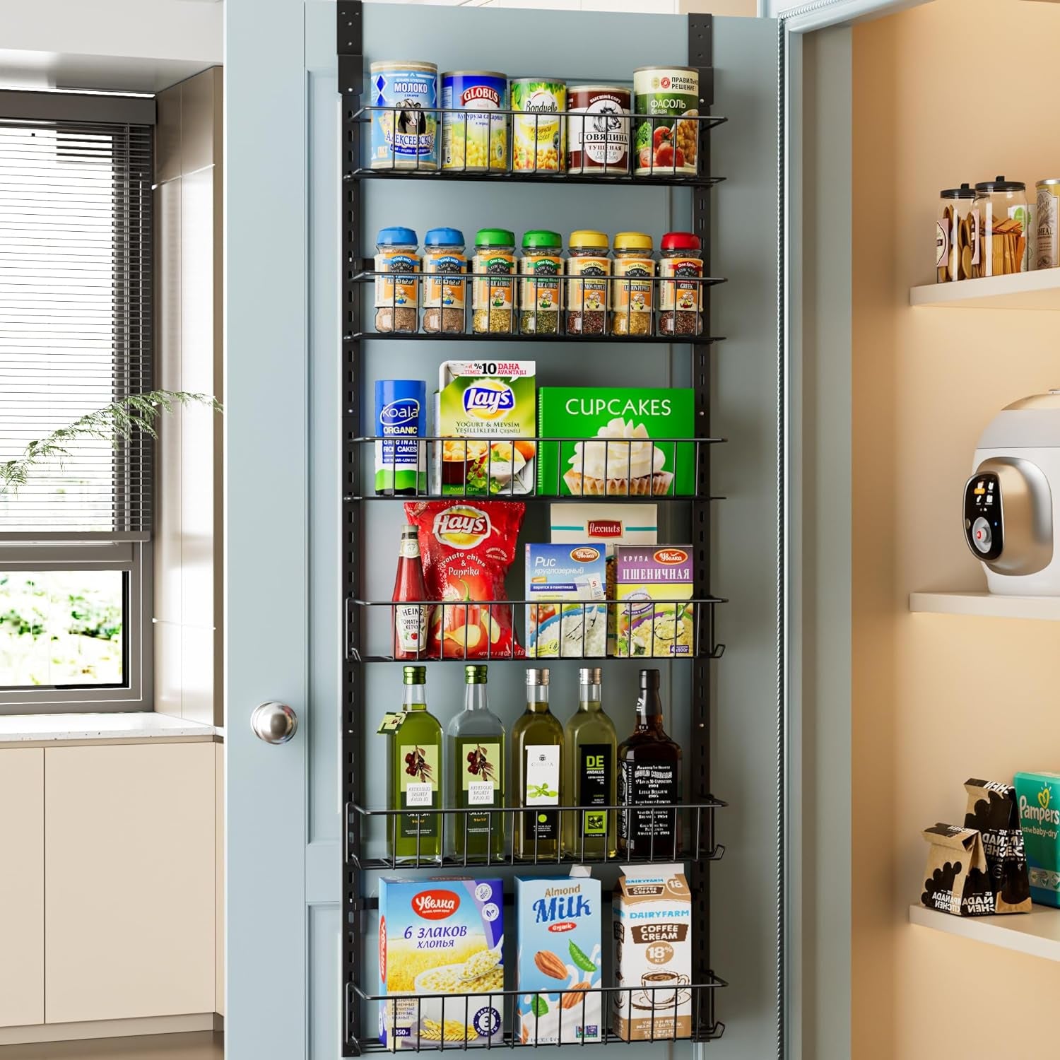 6-Tier Over The Door Adjustable Pantry Door Organizer